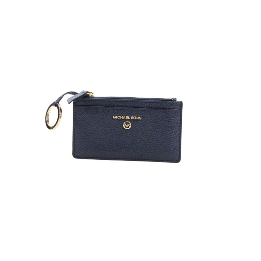 Michael Kors Womens Leather Jet Set Charm Small Slim Card Wallet Blue
